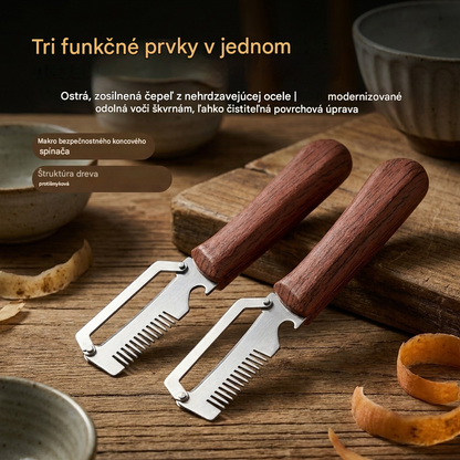 ✅Kúpte 1 a získajte 1 zadarmo (spolu dva kusy)🧅🔪 Multifunkčná kuchynská škrabka 3 v 1: Šúpe, seká a otvára fľaše! 🔥