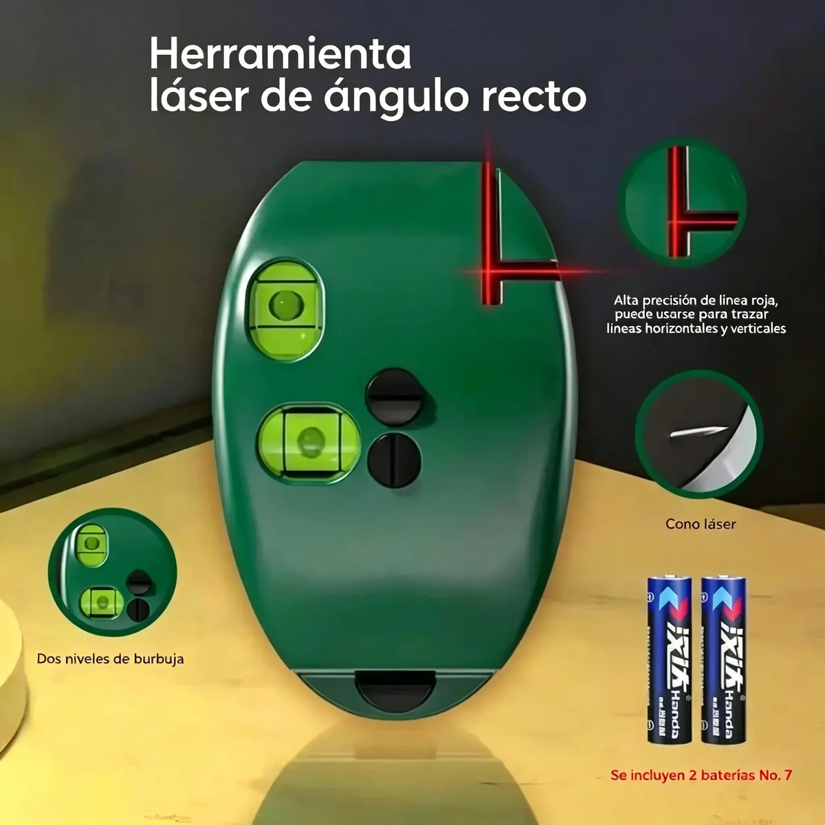 🔴 Nivel láser de ángulo recto 2 en 1: alineación rápida y precisa sin necesidad de tiralíneas
