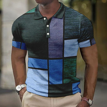 💥👕【Nové, horúce výpredaje】【S-5XL】Pánske ležérne polo tričko s geometrickým vzorom 2026