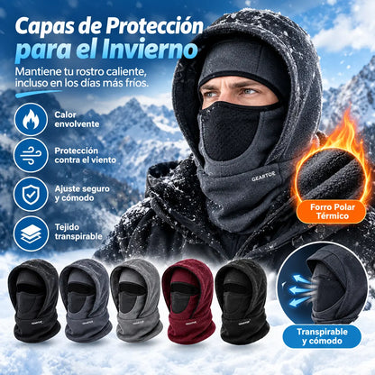 🎉🧣❄️ Gorro polar de doble capa, cálido, cortavientos y que protege el rostro, ideal para el invierno.