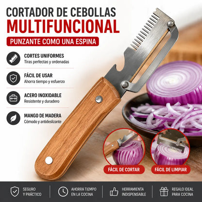 ✅【Compra 1 lleva 1 gratis】2 unidades por 25 euros🧅🔪 Pelador de cocina multifuncional 3 en 1: ¡Pela, corta y abre tapones de botellas! 🔥