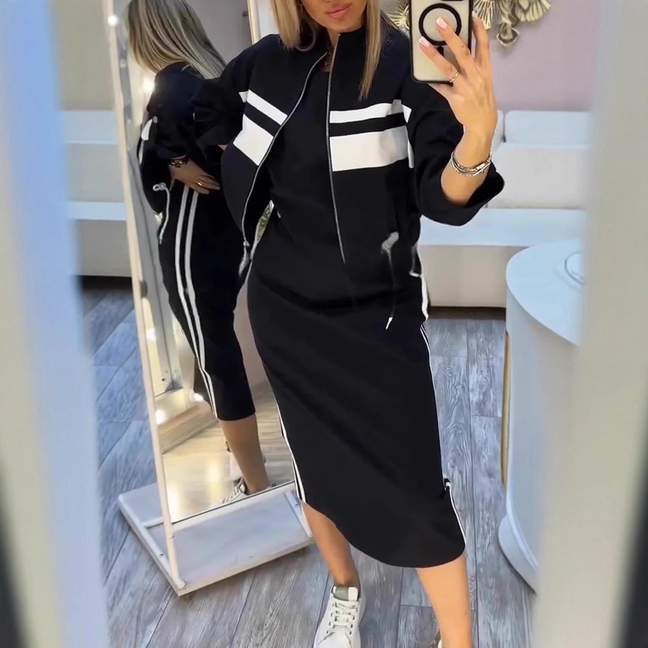 💕😍 Moderné dámske šaty s okrúhlym výstrihom a casual sako 2026