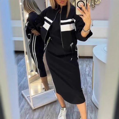 💕😍 Moderné dámske šaty s okrúhlym výstrihom a casual sako 2026
