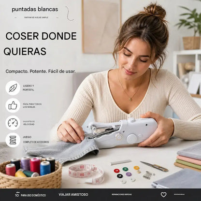 🧵 Mini máquina de coser eléctrica: ¡ligera, portátil y fácil de usar! ✨