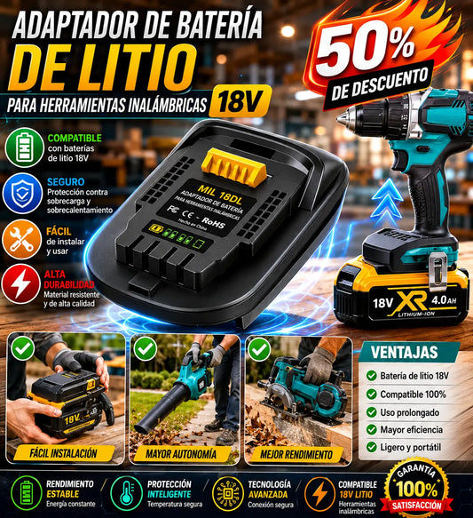 ⚡Adaptador de batería de litio para herramientas de batería de 18 V