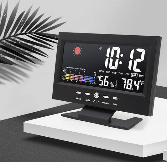 【-51% OFF】Reloj meteorológico 8082T de pantalla grande a color con temperatura y humedad y control por voz