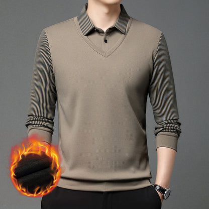 【M-4XL】Dvojdielne tričko POLO s falošnými pruhmi 3842220