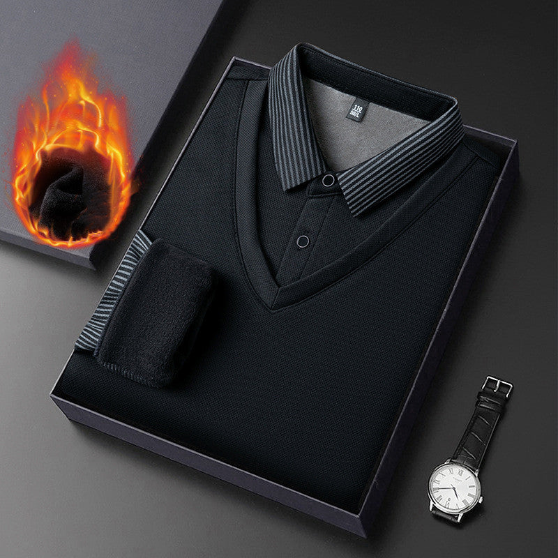 🔥👔 2025 podzim/zima novinka: Pánská zateplená multifunkční business casual polo košile