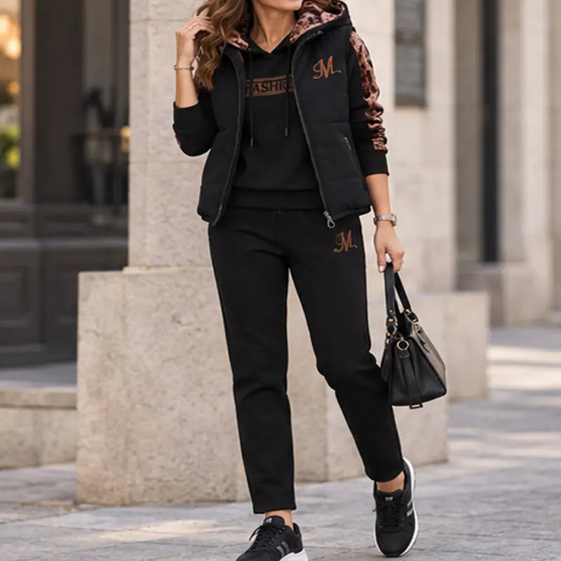 🔥🔥【Camiseta + Chaleco + Pantalones】Elegante conjunto de 3 piezas abrigado para otoño e invierno