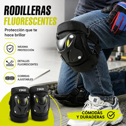 Rodilleras protectoras fluorescentes aptas para todas las estaciones, 🚴‍♂️🛠️ ideales para ciclismo y trabajos de mantenimiento.