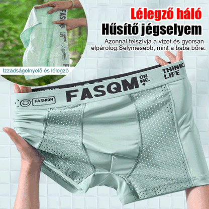 🔵【Kúpte tri a získajte tri zadarmo】 Pánsky ľadový hodvábny boxer s priedušnou sieťovinou