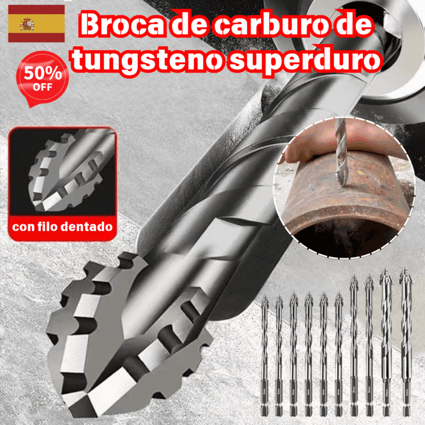 🥇【3+4+5+6+8+10+12mm】Broca excéntrica de acero de tungsteno superduro de séptima generación con borde dentado