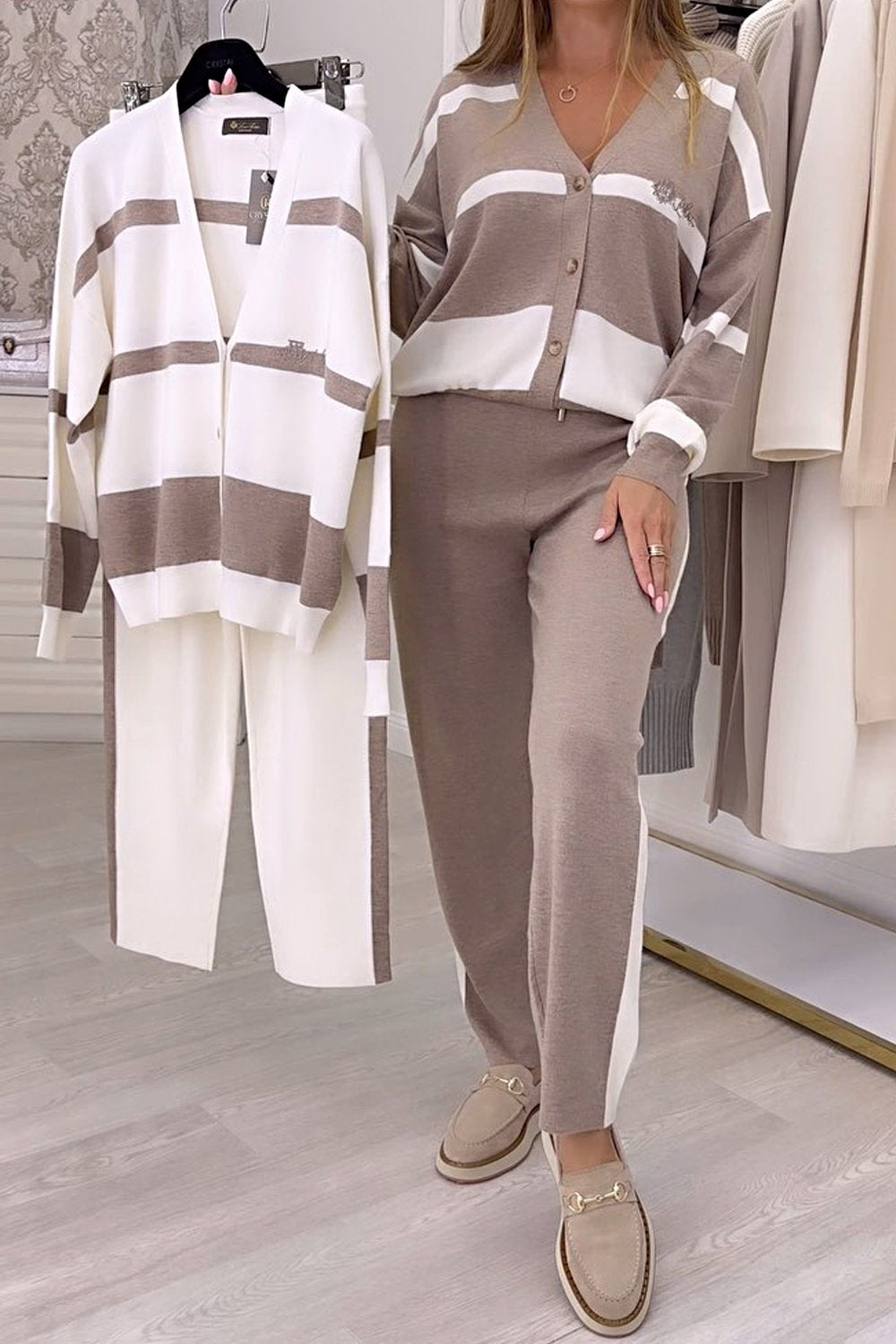 Nueva temporada otoño-invierno, conjunto de suéter de punto de alta calidad y moda, cómodo y versátil para el día a día.