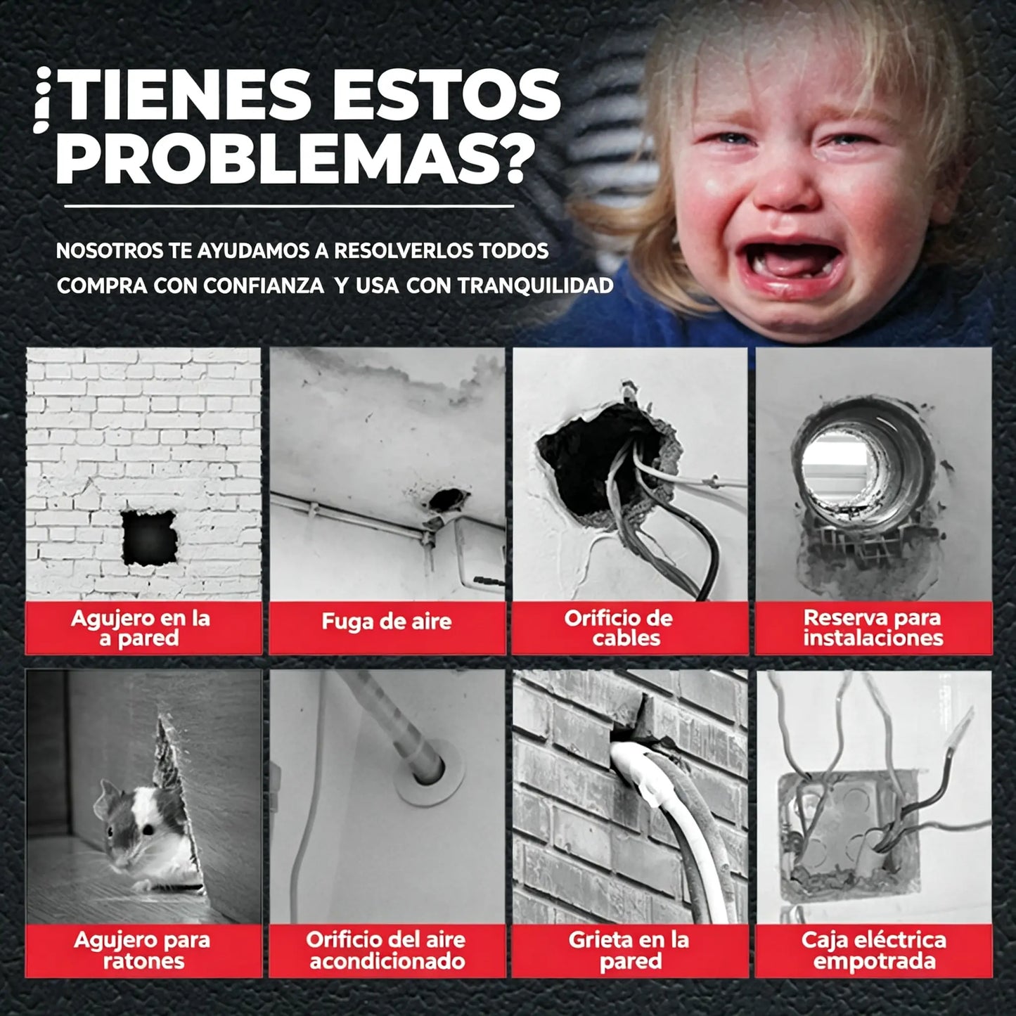 🔧 Masilla Selladora Impermeable Blanca – Repara Agujeros de Aire Acondicionado, Paredes y Tuberías 💧🏠