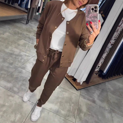 🧥🌙Pohodlná a stylová, s vynikajícím komfortem – ležérní sada mikiny a bundy je nyní k dispozici! 💃【Top + kalhoty】