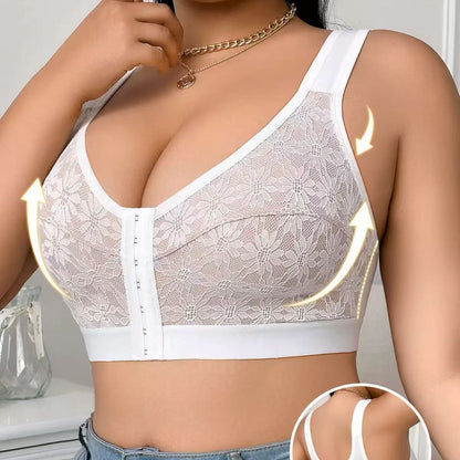 🔥👙【45-120 кг】✨ Безжичен дантелен сутиен с висока опора за жени