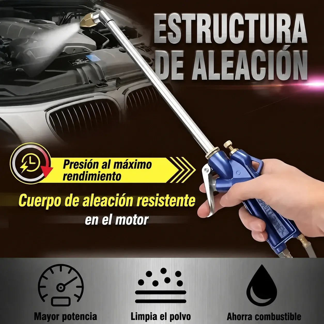 🚗💦 Pistola de Limpieza Neumática 2 en 1 – Aire Potente y Agua a Presión para una Limpieza Profunda 🔥