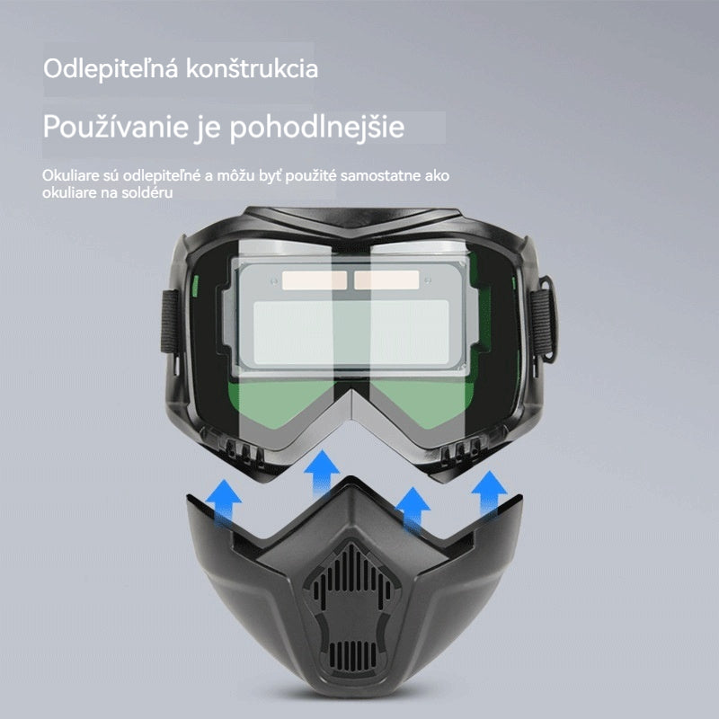 😎 Plne automatická svačicová prilba s ochrannou maskou a hlavnou svetelnou zmenou pre svačičov