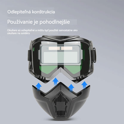 😎 Plne automatická svačicová prilba s ochrannou maskou a hlavnou svetelnou zmenou pre svačičov