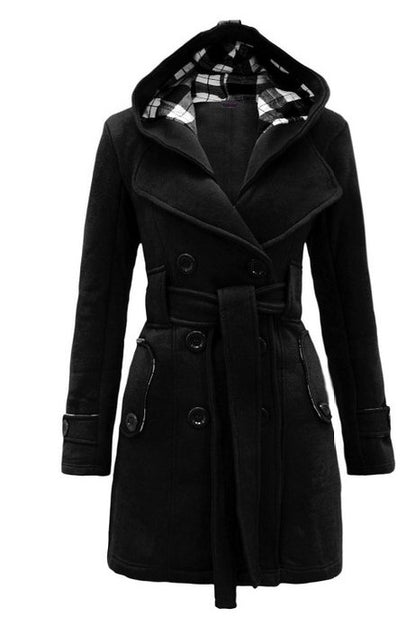 ✨【ZĽAVA 30 %】【S-3XL】Dámska stredne dlhá teplá bunda s kapucňou 3834907