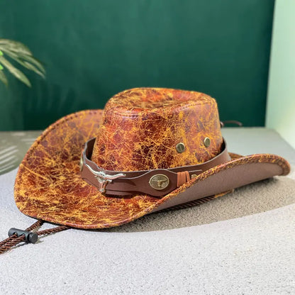 🤠 ¡50% de descuento! Sombrero vaquero vintage de ala ancha con banda decorativa