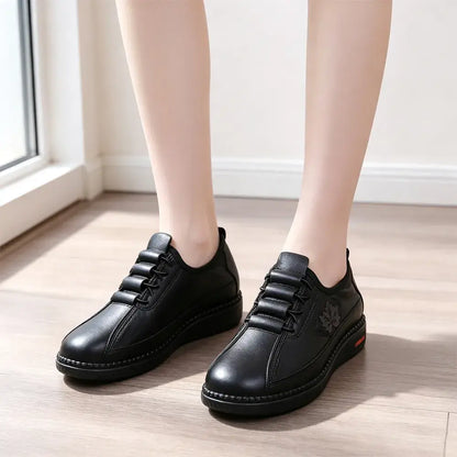 👟【36-43】Zapatos planos de mujer de piel auténtica: ligeros, con suela suave y cómoda. Mocasines anchos para uso diario, adecuados para personas mayores.