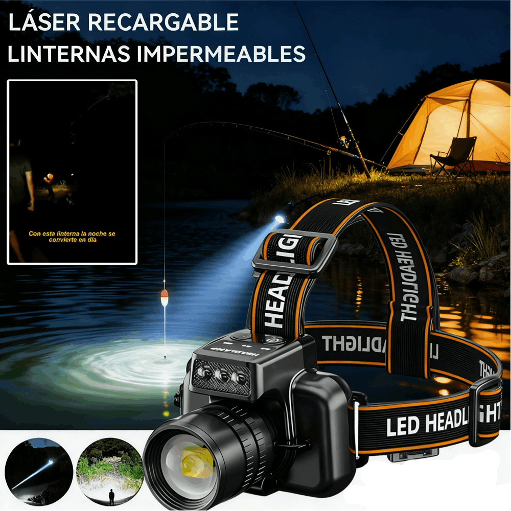 ✨Linterna frontal LED de alta intensidad | Ideal para camping y emergencias