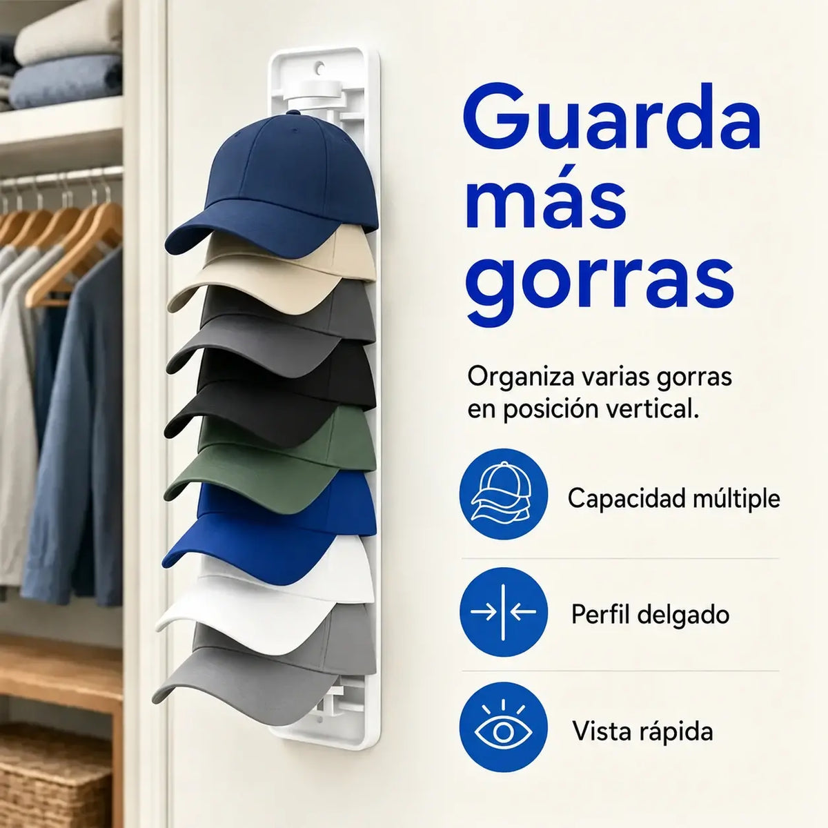 【2 piezas】Organizador de sombreros que ahorra espacio