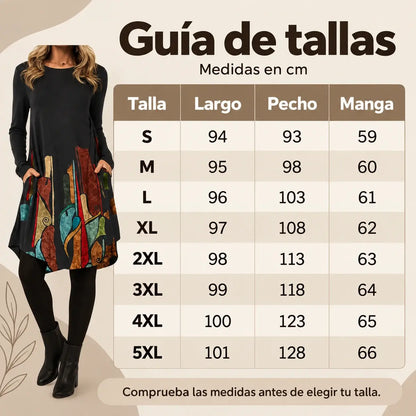 🔥【S-5XL】Vestido de otoño e invierno con estampado retro de estilo étnico