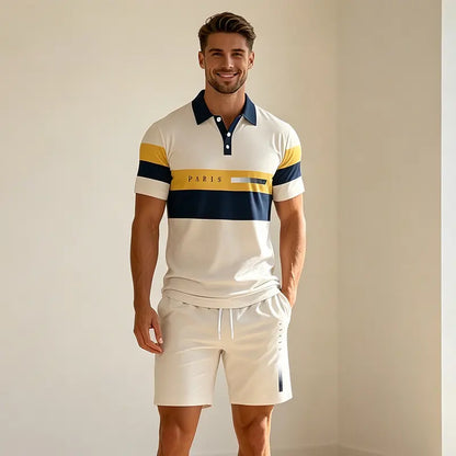 ✨Colección Verano 2026✨ Conjunto de polo y pantalón corto para hombre 🏝️ ¡Estampado digital 3D moderno