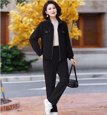 🔴💥【M-4XL】Conjunto deportivo casual para mujer de nueva moda de primavera y otoño, con diseño elegante, holgado, cálido y grueso de dos piezas.