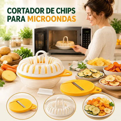 🥔🔥 Hacedor de Patatas Fritas para Microondas con Cortador y Bol, Set de Cocina DIY para Snacks Saludables y Crujientes sin Aceite 🥣✨