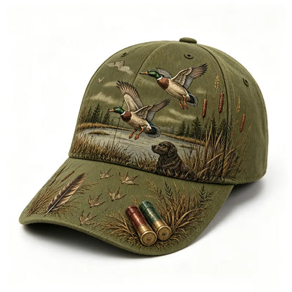 【Retro americký štýl】Bejzbalová šiltovka Duck Hunting Wild & Ready, grafická potlač s motívom lovu kačíc, nastaviteľná, vintage outdoorový štýl (5 farieb) ✨