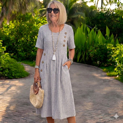 【S-2XL】Julia – Vestido midi a rayas ligero y vaporoso
