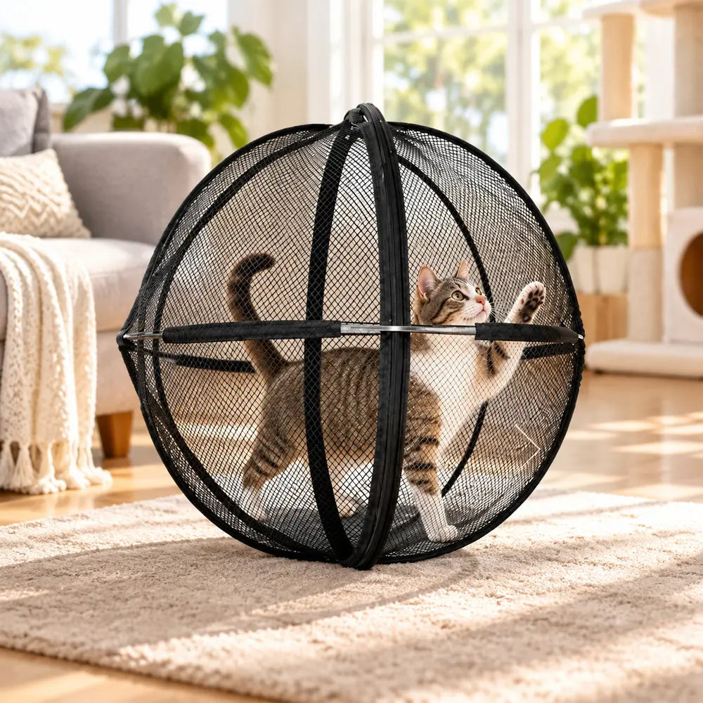 🐈 Recinto Rodante Panorámico 360° para Gatos, Bola de Ejercicio para Mascotas al Aire Libre✅