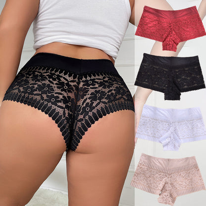 🔥50% de descuento el último día💥【4 piezas】Bragas de encaje sexy de cintura alta de talla grande para mujer