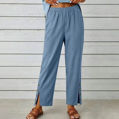 😍💕48% de descuento💕 [45–100 kg] Pantalones casuales de algodón y lino para mujer ✅️ Pago contra entrega disponible