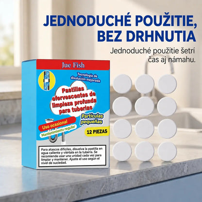 🥳💞 Účinné šumivé tablety na čistenie a uvoľnenie upchatého potrubia. Odstraňujú mastnotu, vlasy, nepríjemný zápach a baktérie. Vhodné do umývadiel, toaliet a odtokov.