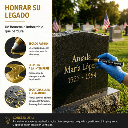 【Compra uno y llévate otro gratis】🖍️ Bolígrafo resistente al agua y a la decoloración para reparar y repintar inscripciones en losas de piedra.