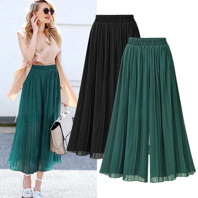 💖【M-5XL】Pantaloni largi, cu nouă puncte de pliere, casual 