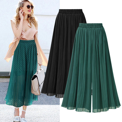 💖【M-5XL】Pantaloni largi, cu nouă puncte de pliere, casual 