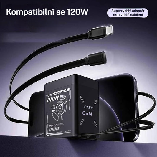 ⚡ Rychlonabíječka 2 v 1 s technologií GaN a výkonem 120 W pro iPhone, mobilní telefony a tablety 🔋