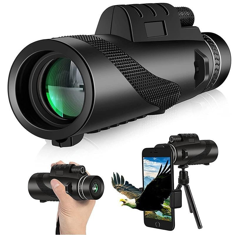 🔭【Monoculares negros 40x60 + clip para teléfono + trípode】Monocular de visión nocturna de alta ampliación y alta definición, modelo nuevo 2026