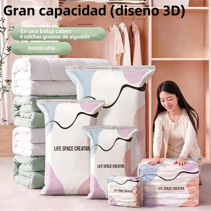 🧳 5 artículos por solo 31 € 💨 Bolsas de almacenamiento al vacío grandes y flexibles: No necesitan bomba de aire, son a prueba de fugas, ideales para ahorrar espacio en tu maleta y en casa ✈️