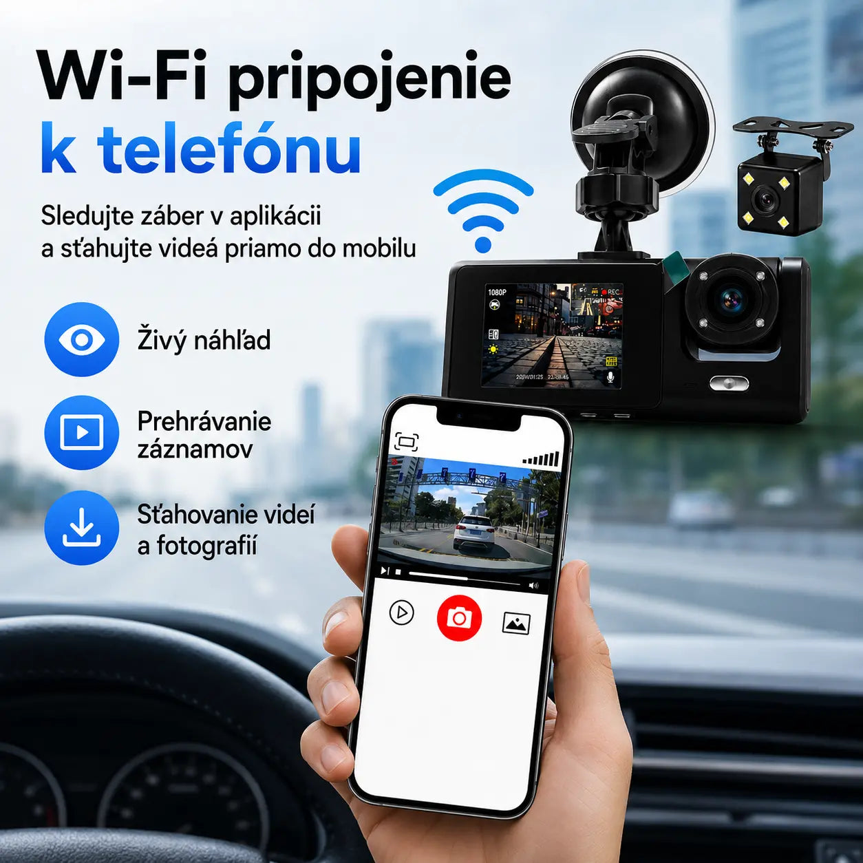 🚗HD 1080p nahrávanie z auta pomocou cúvacej kamery