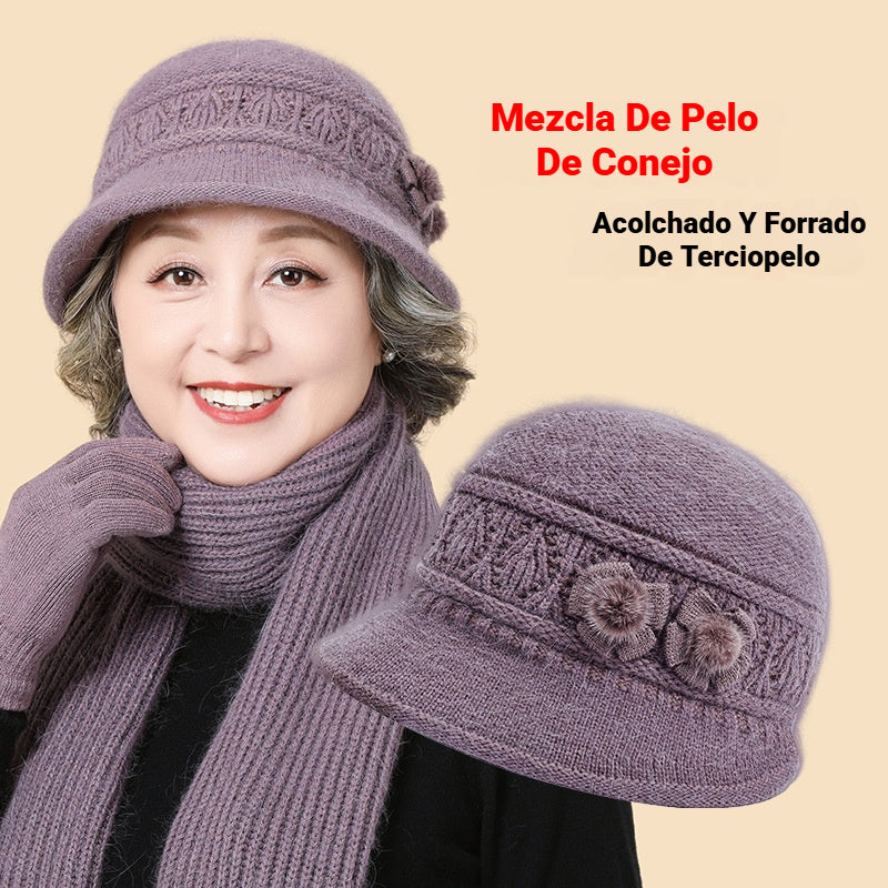 🧶Sombrero + bufanda🧶 Compañero cálido en invierno: gorro de lana de punto cálido