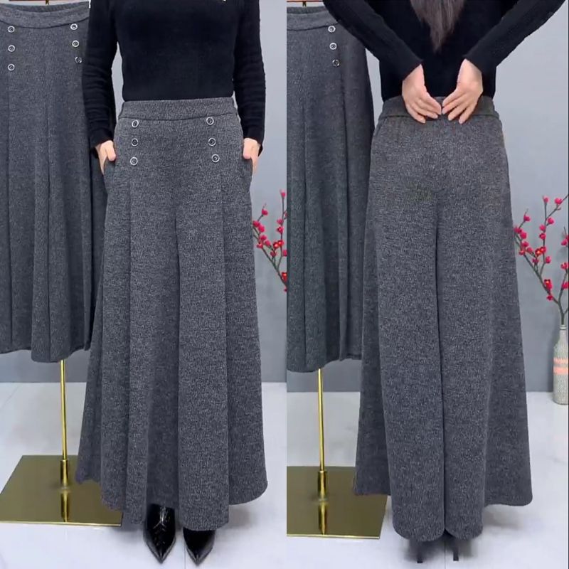 ✨🤩【XL-4XL】Nohavice so širokými nohavicami z hrubej teplej vlny😚 Široké a elastické nohavice so širokými nohavicami