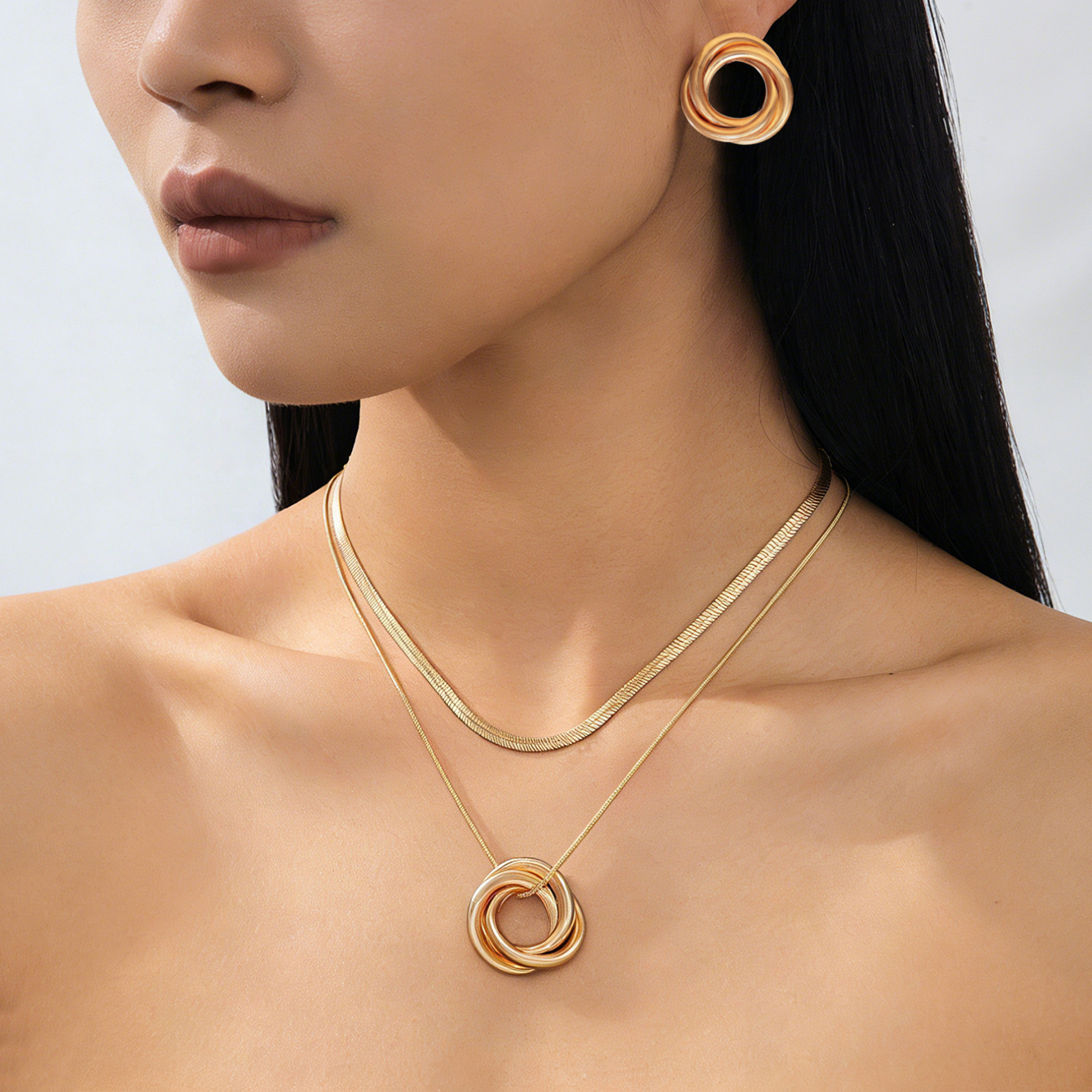 💎 Conjunto de collar y pendientes moderno y elegante ✨ Elegante y clásico, ideal para el día a día y fiestas
