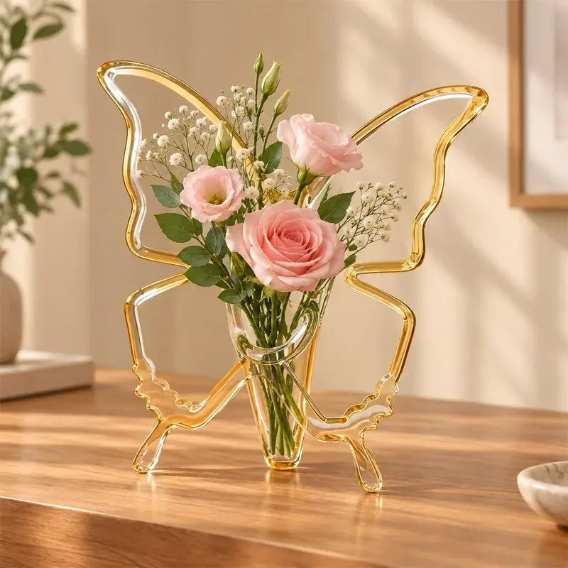 🦋 Jarrón de Mariposa Transparente para Hidroponía | Florero Creativo de Arte para Mesa | Decoración de Hogar y Salón ✨