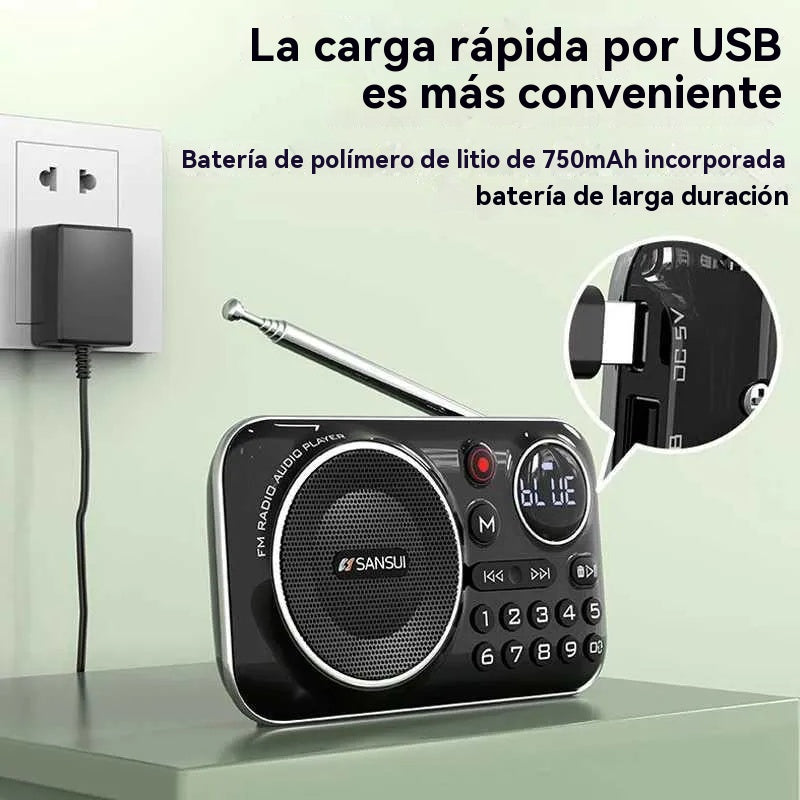 🎁【Oferta por tiempo limitado】Reproductor de música con radio Bluetooth portátil, puede insertar tarjetas y unidades flash USB【Autenticidad garantizada】